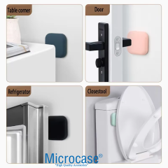 Microcase Darbe Önleyici Yapışkanlı Silikon Kapı Kolu Stoperi Tamponu Kare Tasarım - AL5004 4 Adet