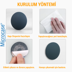Microcase Darbe Önleyici Yapışkanlı Silikon Kapı Kolu Stoperi Tamponu Kare Tasarım - AL5004 4 Adet