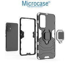 Microcase Xiaomi Redmi 12 Lite Batman Serisi Yüzük Standlı Armor Kılıf - Siyah AL3349