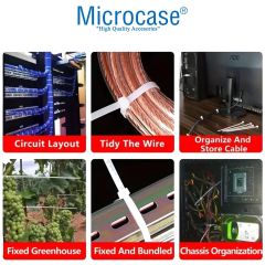 Microcase Plastik Kablo Bağı Cırt Kelepçe 3.6 X 300MM  Şeffaf 25 Adet-AL4485