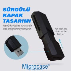 Microcase USB 3.0 Çift Yuvalı Sürgülü Kapaklı 512 GB Destekli TF / SD Kart Okuyucu AL4475