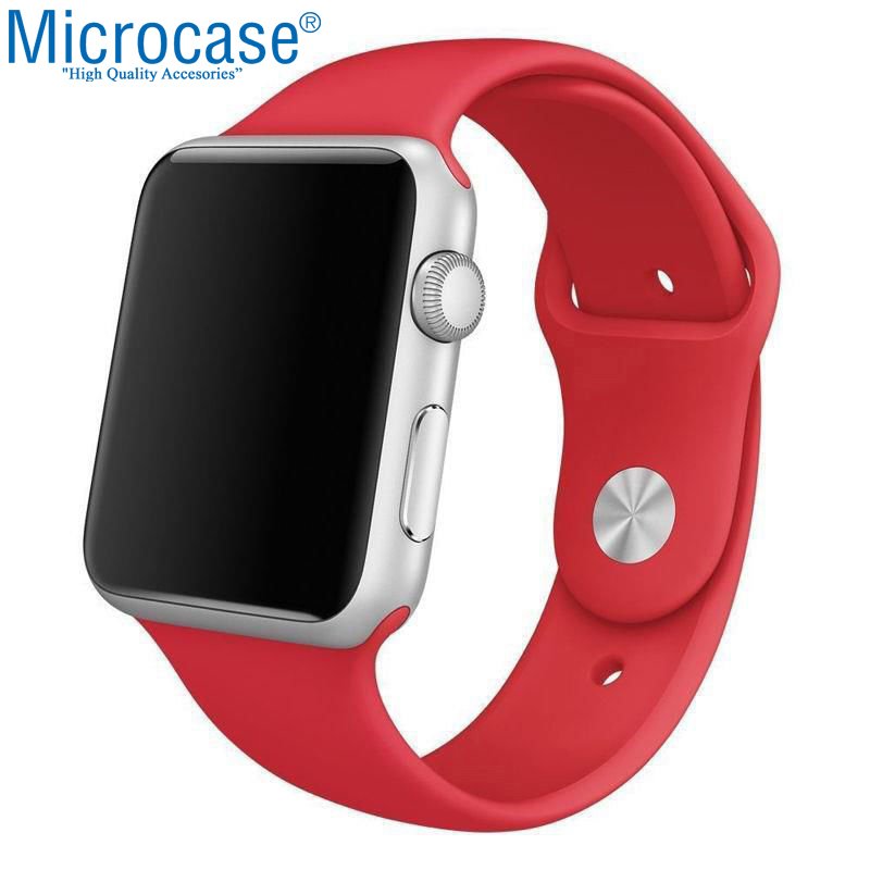 Microcase Apple Watch Seri 5 40 mm için Silikon Kordon Kayış - Kırmızı
