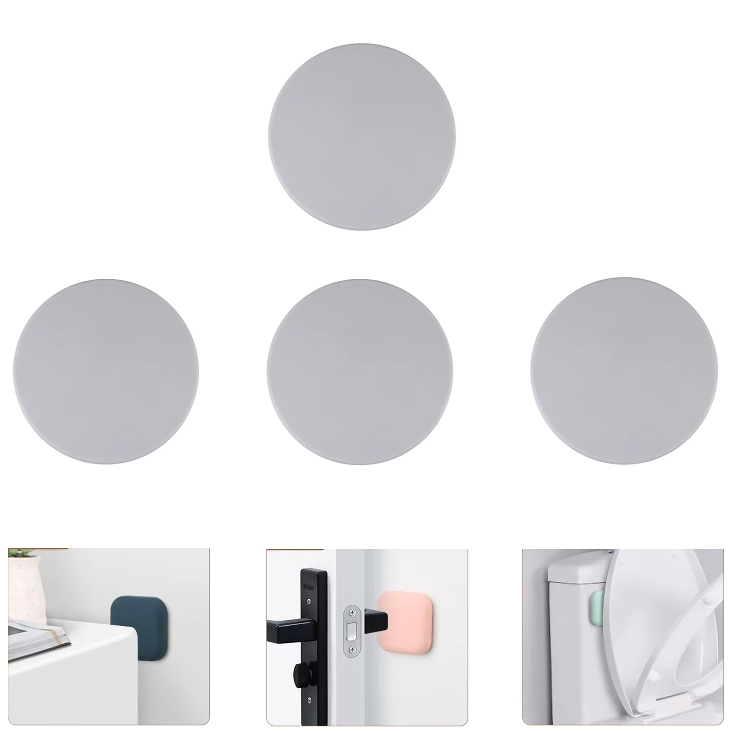 Microcase Darbe Önleyici Yapışkanlı Silikon Kapı Kolu Stoperi Tamponu Yuvarlak Tasarım - AL5003 4 Adet