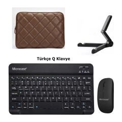 Microcase Lenovo Tab P12 TB370FU 12.7 inch Tablet Çanta+Türkçe Bluetooth Klavye+Mouse+Tablet Standı-AL8124