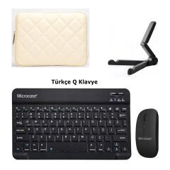 Microcase Lenovo Tab P12 TB370FU 12.7 inch Tablet Çanta+Türkçe Bluetooth Klavye+Mouse+Tablet Standı-AL8124