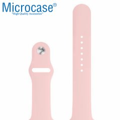 Microcase Apple Watch Seri 5 44 mm için Silikon Kordon Kayış - Kum Pembe