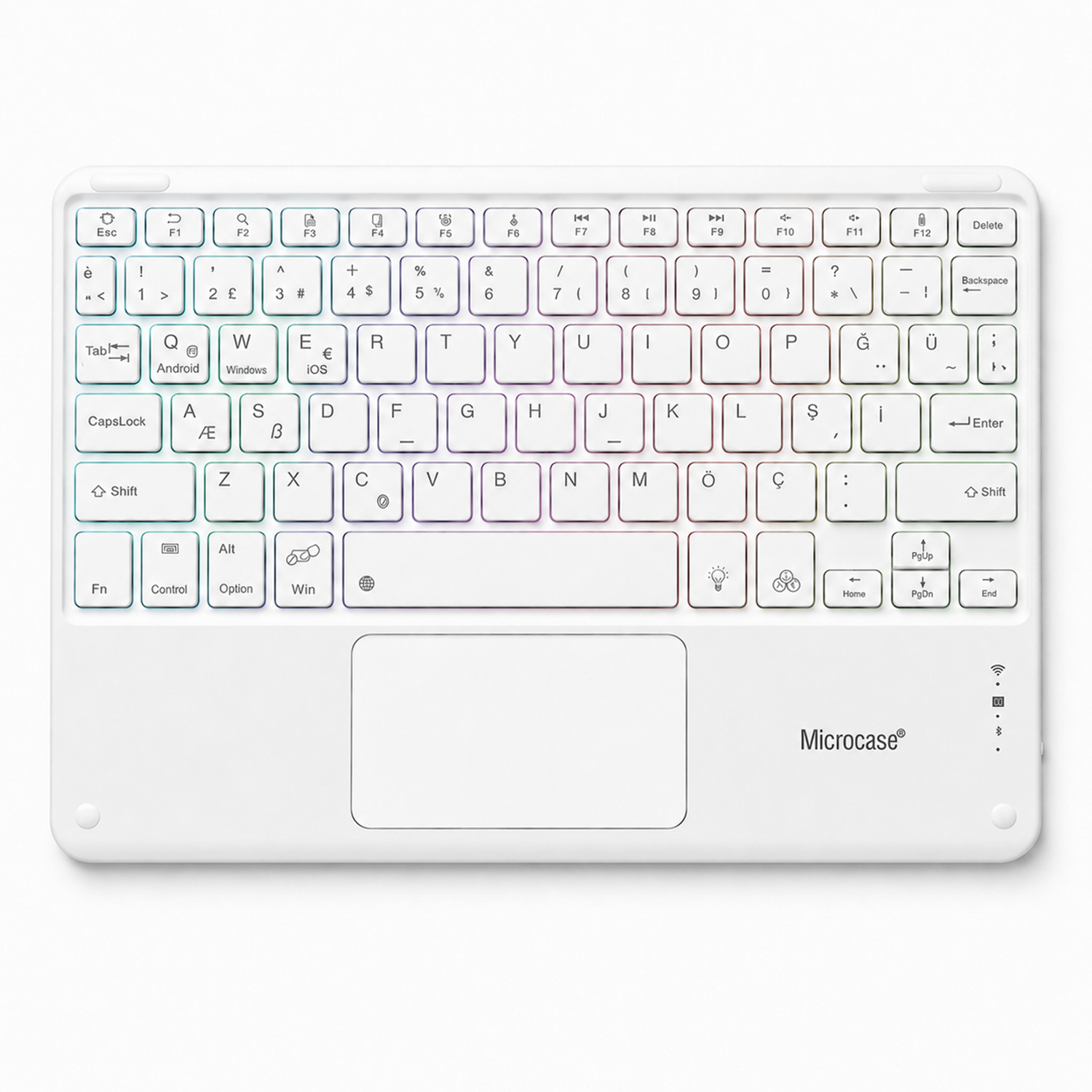 Microcase Touchpad RGB Tablet ve Telefonlar için Türkçe Bluetooth Klavye- AL5890