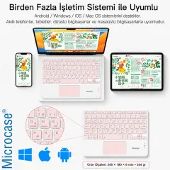 Microcase Touchpad RGB Tablet ve Telefonlar için Türkçe Bluetooth Klavye- AL5890