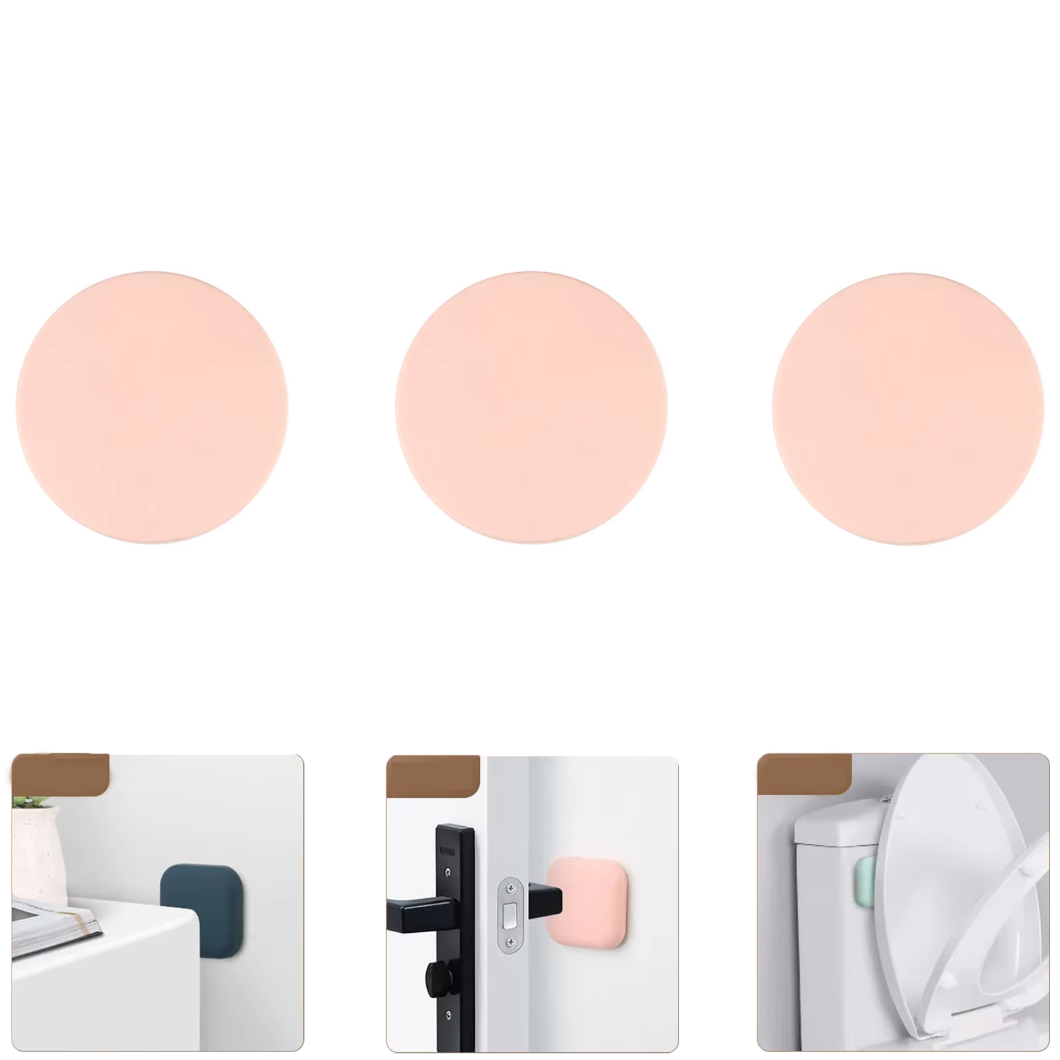 Microcase Darbe Önleyici Yapışkanlı Silikon Kapı Kolu Stoperi Tamponu Yuvarlak Tasarım - AL5003 3 Adet