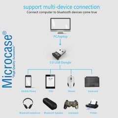 Microcase Mini v5.0 USB Bluetooth Dongle 5.0 Bluetooth Adaptör - Model : AL2392