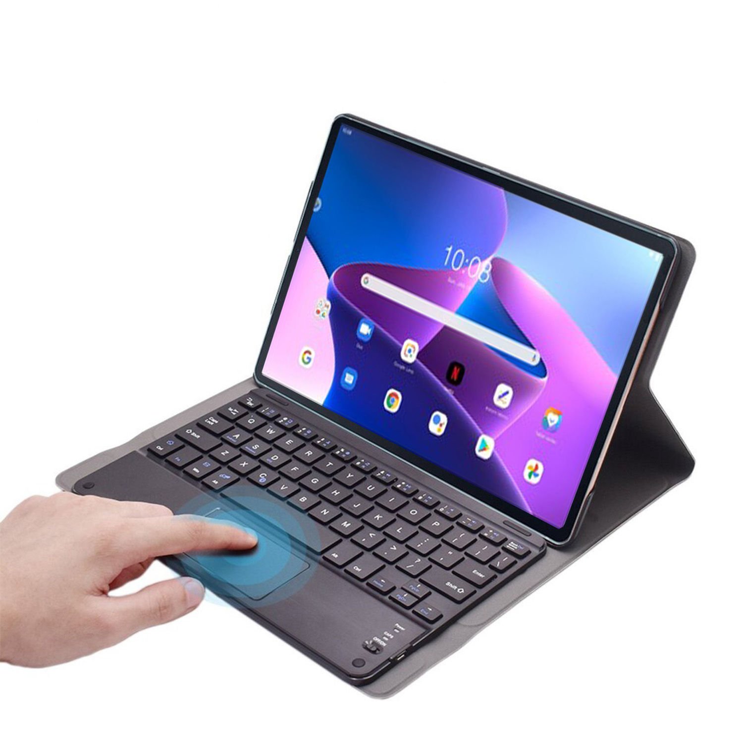 Microcase Lenovo Tab M10 Plus TB125FU 10.61 inch (3. Nesil) Touchpad  Bluetooth Klavye + Standlı Kılıf - BKK2