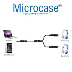 Microcase 3.5 mm Çift Çıkışlı Kulaklık Çoğaltıcı Kablo - AL2312