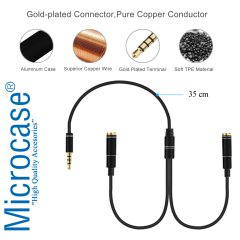 Microcase 3.5 mm Çift Çıkışlı Kulaklık Çoğaltıcı Kablo - AL2312
