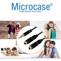 Microcase 3.5 mm Çift Çıkışlı Kulaklık Çoğaltıcı Kablo - AL2312