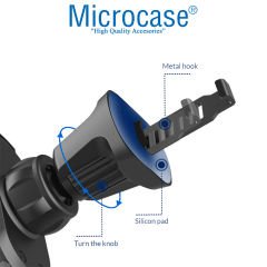 Microcase 360 Derece Dönebilir Araç İçi Izgaralıktan Metal Kelepçeli Telefon Tutucu - AL3733