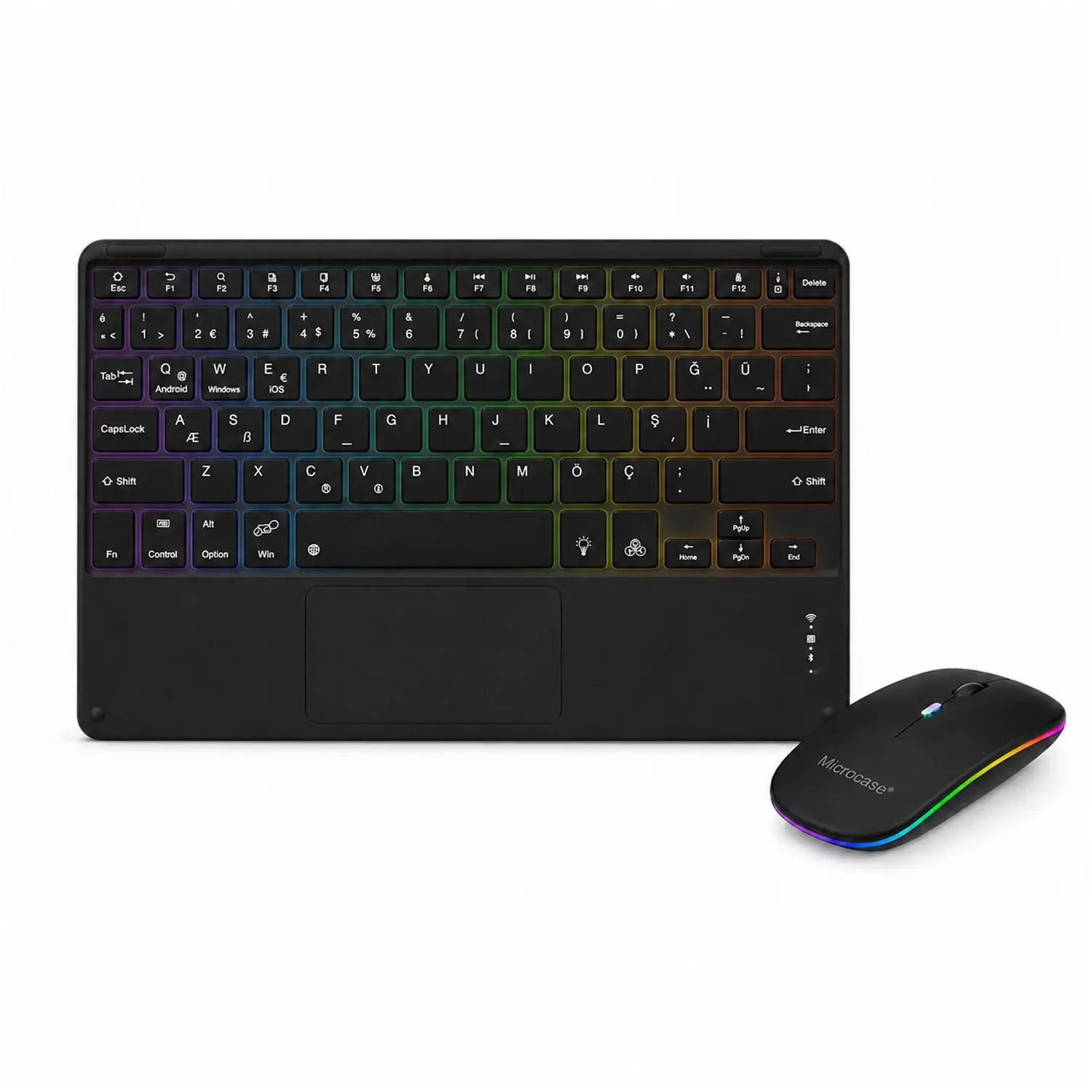 Microcase Touchpad RGB Tablet ve Telefonlar için Türkçe Bluetooth Klavye ve Mouse - AL5891