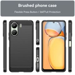 Microcase Xiaomi Redmi 13C 4G Brushed Carbon Fiber Silikon Kılıf - Siyah AL3332