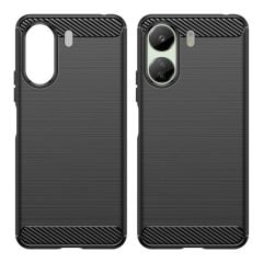 Microcase Xiaomi Redmi 13C 4G Brushed Carbon Fiber Silikon Kılıf - Siyah AL3332