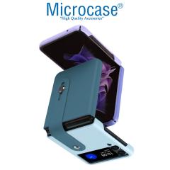 Microcase Samsung Z Flip 3 Parmak Tutuculu Kayış Askılı Plastik Kılıf - AL3007 Lacivert