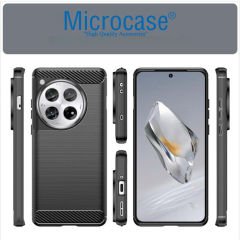 Microcase Oneplus 12 5G Brushed Carbon Fiber Silikon Kılıf - Siyah AL3332