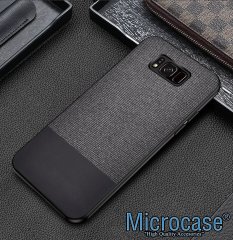 Microcase Samsung Galaxy S8 Fabrik Serisi Kumaş ve Deri Desen Kılıf - Siyah