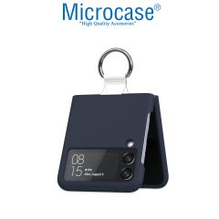Microcase Samsung Z Flip 3 Parmak Tutuculu Plastik Kılıf - AL3006 Lacivert