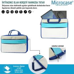 Microcase Lenovo Tab M10 Plus TB125FU 10.61 inch 3.Nesil ile uyumlu Tablet Macbook Laptop Tablet Çantası 2 Bölmeli AL4821 Krem Turkuaz Bej