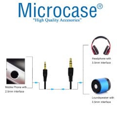 2.5 mm to 3.5 mm Aux, Kulaklık Bağlantı Kablosu 1 metre - AL2307
