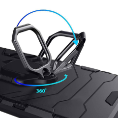 Microcase Realme GT 6T ile Uyumlu Batman Serisi Yüzük Standlı Armor Kılıf - Siyah AL3349