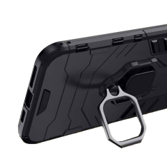 Microcase Realme GT 6T ile Uyumlu Batman Serisi Yüzük Standlı Armor Kılıf - Siyah AL3349