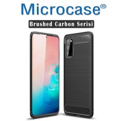 Microcase Samsung Galaxy S20 Brushed Carbon Fiber Silikon Kılıf - Siyah