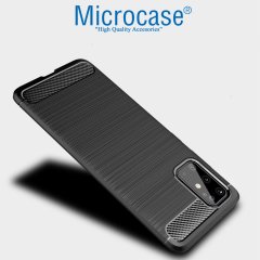 Microcase Samsung Galaxy S20 Plus Brushed Carbon Fiber Silikon Kılıf - Siyah