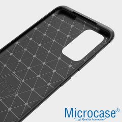 Microcase Samsung Galaxy S20 Plus Brushed Carbon Fiber Silikon Kılıf - Siyah