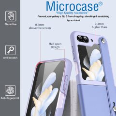 Microcase Samsung Galaxy Z Flip 6/ Z Flip 7 FE Parmak Tutuculu Deri Desen Plastik Kılıf - AL3151