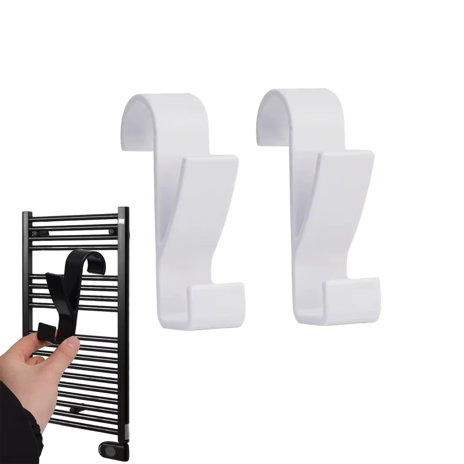 Microcase Sert Plastik Çift Başlı Kalorifer Radyatör Peteğinden Havlu Bornoz Kurutma Askılığı 2 Adet - AL4994