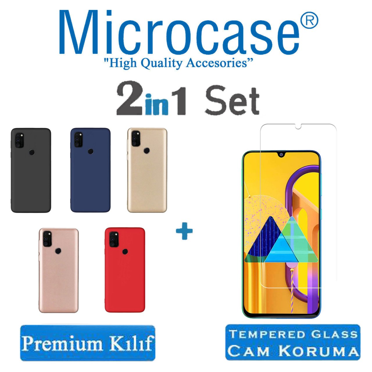 Microcase Oppo A5 2020 - A9 2020 Premium Matte Silikon Kılıf + Tempered Glass Cam Koruma Gold
