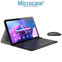 Microcase Lenovo Tab M10 Plus 3.Nesil TB125FU 10.61 inch Bluetooth Klavye ve Mouse + Standlı Kılıf - BKK6
