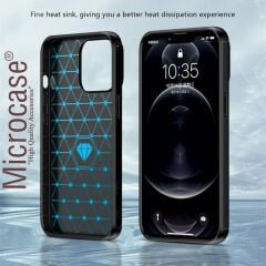 Microcase Iphone 15 ProMax Brushed Carbon Fiber Silikon Kılıf - Siyah AL3332