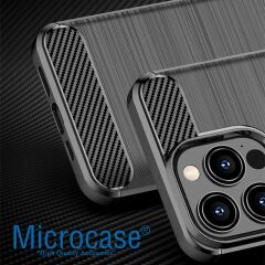 Microcase Iphone 15 ProMax Brushed Carbon Fiber Silikon Kılıf - Siyah AL3332