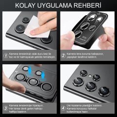 Microcase Samsung Galaxy S23 Ultra Kamera Camı Lens Koruyucu Halka Set - AL8114