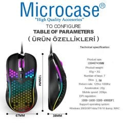 Microcase 4800 DPI Kablolu RGB Gaming Oyuncu Mouse-AL3762