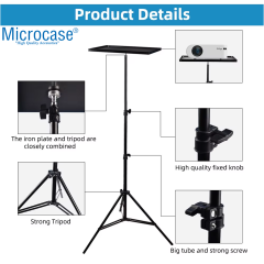 Microcase Sunum Projeksiyon Cihazı Notebook Vb için Çok Amaçlı Ayaklı Sehpa Stand Metal + 2.1 MT Tripod - AL5096