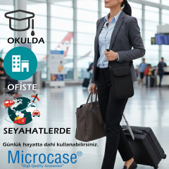 Microcase 2in1 Stylus Dokunmatik Kalem Kılıfı + Çok Gözlü Organizer Çanta AL5393