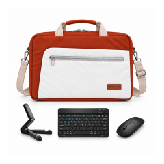 Microcase Honor Pad X8A 11 inch ile uyumlu 4in1 SET Siyah Tablet Çanta + Bluetooth Klavye + Mouse + Tablet Standı Krem Kiremit - SİYAH AL5919