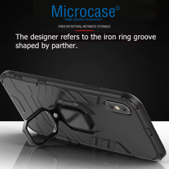 Microcase Vivo X200 Pro ile Uyumlu Batman Serisi Yüzük Standlı Armor Kılıf - Siyah AL3349