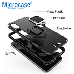Microcase Oppo Reno 13 Pro 5G ile Uyumlu Batman Serisi Yüzük Standlı Armor Kılıf - Siyah AL3349