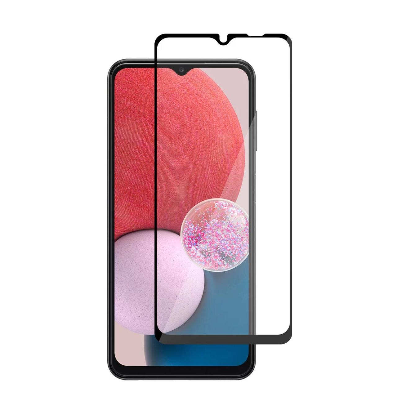 Microcase Samsung Galaxy A13 Tam Kaplayan Çerçeveli Tempered Ekran Koruyucu - Siyah