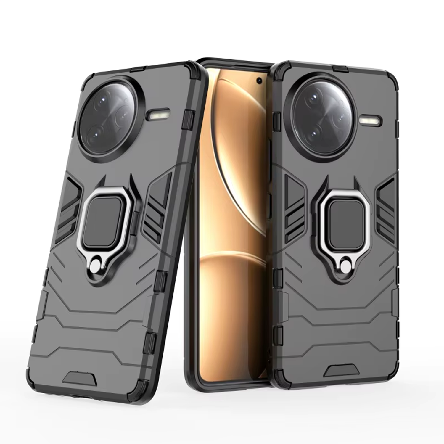 Microcase Xiaomi Redmi Poco F7 Pro/K80 ile Uyumlu Batman Serisi Yüzük Standlı Armor Kılıf - Siyah AL3349