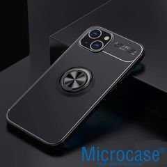 Microcase Iphone 15 Focus Serisi Yüzük Standlı Silikon Kılıf - Siyah AL3363
