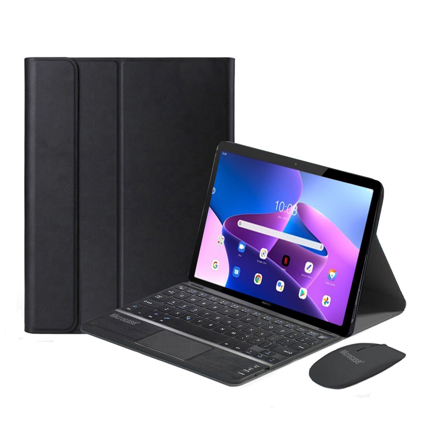 Microcase Lenovo Tab M10 Plus TB125FU 10.61 inch (3.Nesil) Bluetooth Touchpad Klavye+Mouse+Kılıf -BKK7